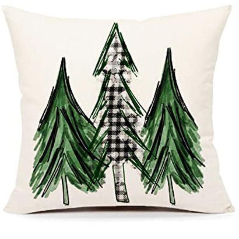 Christmas Pillow Cover Linen Printed Home Sofa Cushion Cover Living Room Bedroom Pillow Cover