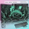 HYBXAXC Bioluminescent Kaiju DeskMat  DeepSea Sleeping Monster Extended MousePad Emerald Green ZenMat Cozy Aesthetic Tech Setup