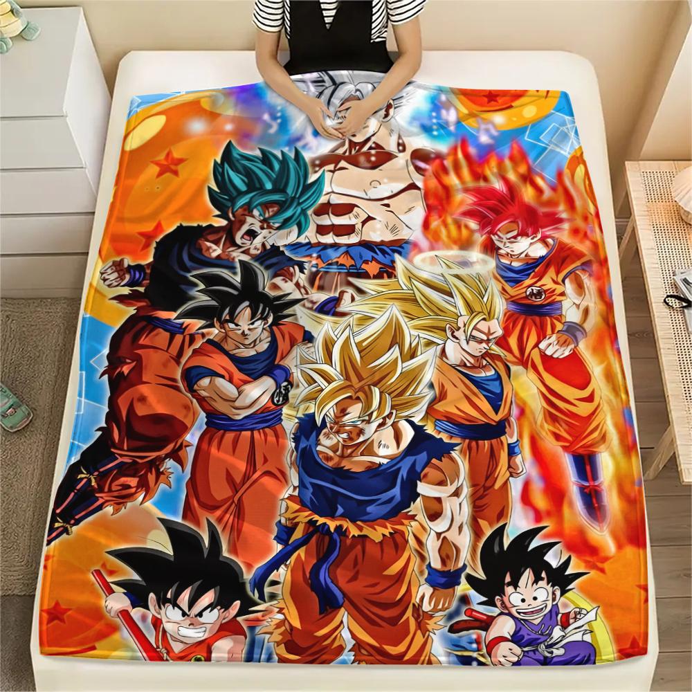 Flanelová deka s motivem Dragon Ball, Vysoce kvalitní, Pohodlná pro všechna roční období, Domácí dekorace, Teplo a pohodlí, Perfektní jako dárek.