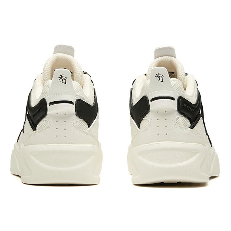 Anta Life Collection Synthetic Leather, Textile Low top Skateboard Shoes Women's Black White 122018041-1