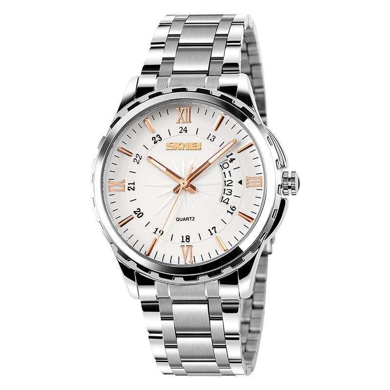 Skmei Luxury Bracelet Watches for Mens 30m Waterproof Analog Display Quartz Calendar Wristwatch Stainless Steel Strap