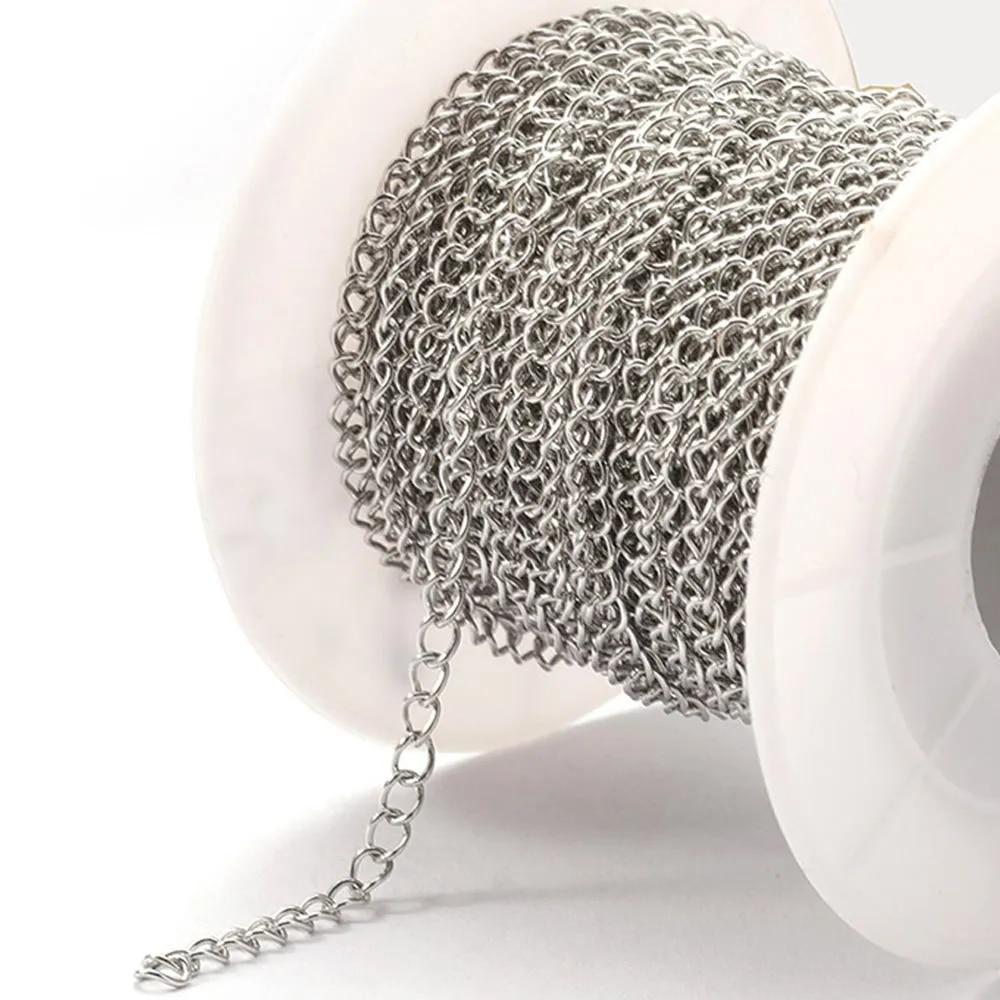 

2meters Stainless Steel Extension Chain Gold Color Necklace Bracelet Supplies Chain Wholesale Accessories for Jewelry Making DIY 2x3mm Width 2mm