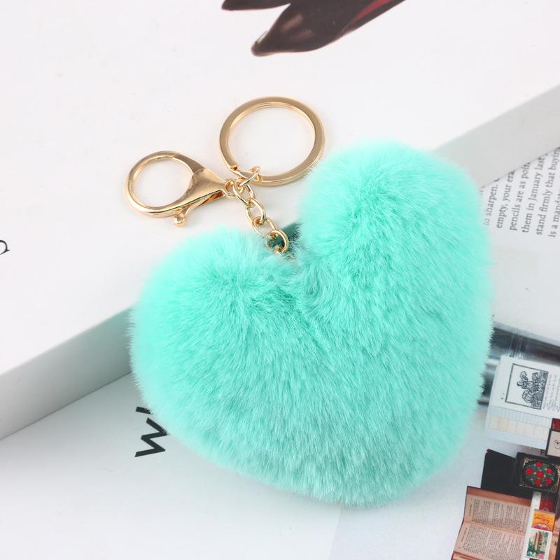 Fashion Cute Fluffy Heart Fur Keychain Soft Plush Leopard Print Pendants Kawaii Bag Car Charm Stuffed Toy Valentine'S Day Gifts