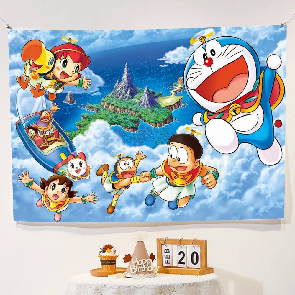 Doraemon Party Blue Cat Children Photography Backdrop Background for Baby Children Photocall Photo Studio