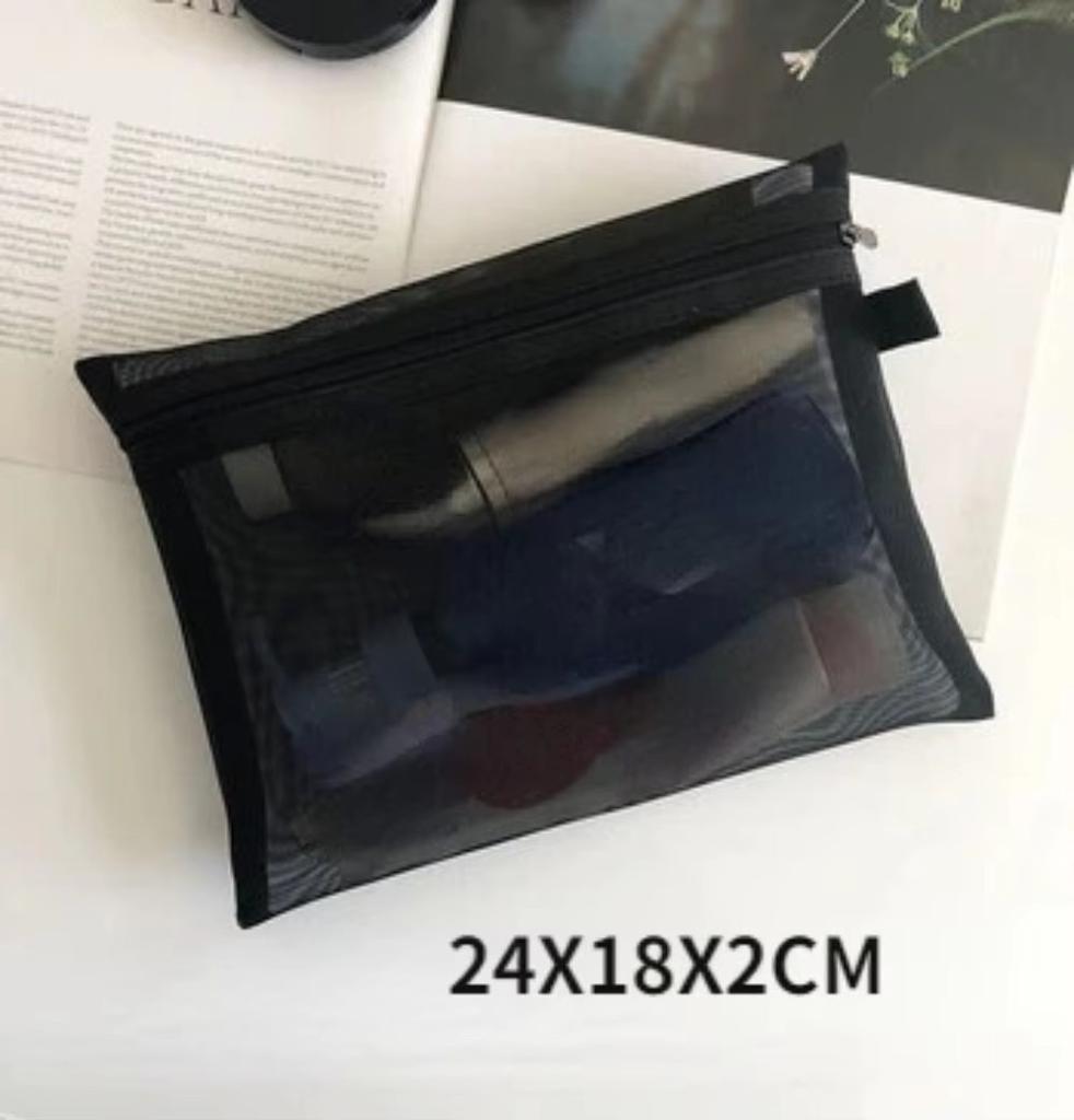 Mesh Cosmetic Bag Travel Storage Makeup Bag Organizer Female Make Up Pouch Portable Small Large Toiletry Beauty Case