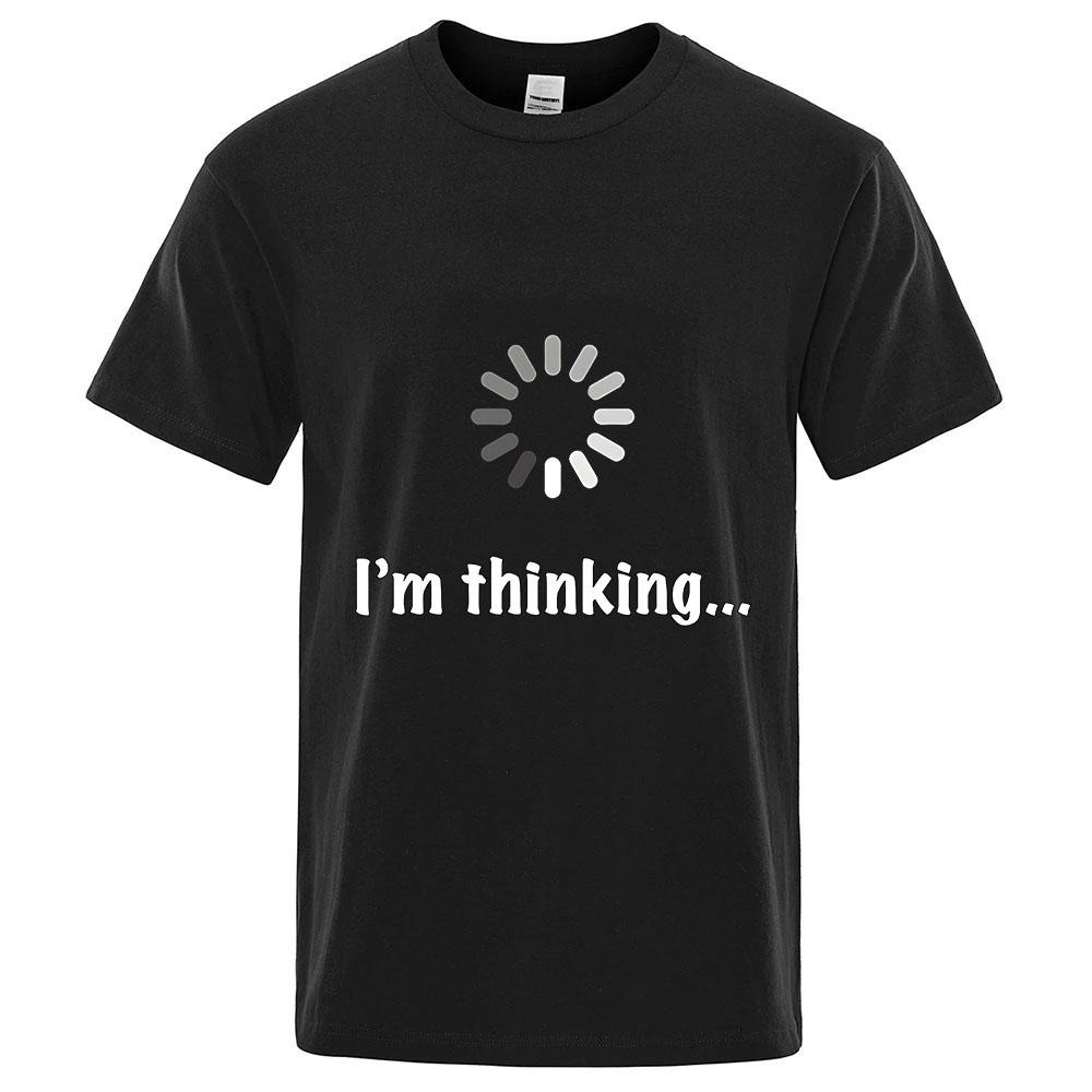 Im Thinking Funny 100 Pure Cotton Summer Highend Brand Unisexs Round Neck Fashionable Style Half Sleeved Breathable Tshirt