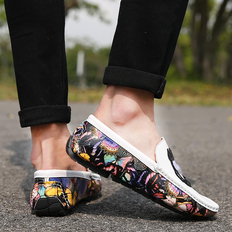 New Mens Dress Shoes Embroidery Leather Driving Fashion Designer Handmade Wedding Party Loafers Oxford Shoes for Men Big Size 45