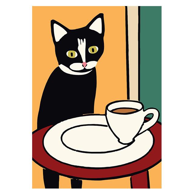 

Абстрактный Мультяшный Кот Пьющий Кофе Принты Постеры Холст Картина Современное Настенное Искусство Картинки Для Гостиной Спальни Домашний Декор 21x30cm No Framed