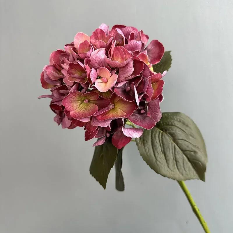 Simulation Hydrangeas 3D Printing Fake Flowers Table Decor Artificial Flower 62cm Hawaiian Hydrangea Branch Office Decoration