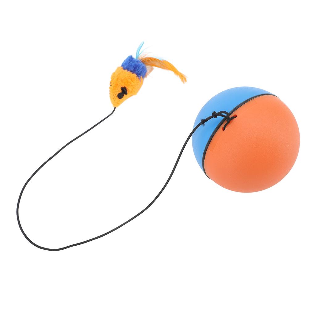 Cat Automatic Moving Ball with Plush Feather Pendant Intelligent Sensor Self Rotating Cat Toy Blue