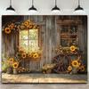 Rustic Sunflower Barn Tapestry, Farmhouse Background Cloth, Country Home Decor