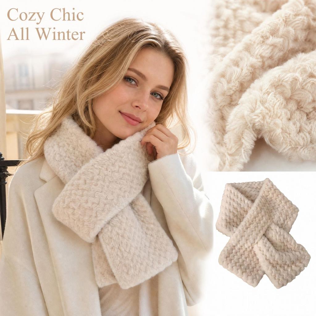Women's Versatile Thick Fuzzy Neck Warmer, Cute Neck Cover Scarf for Cold