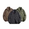 2024 Winter Men's Plus Size Quilted Jacket: Loose Fit, Solid Color, Two-Way Zipper, Warm Cotton