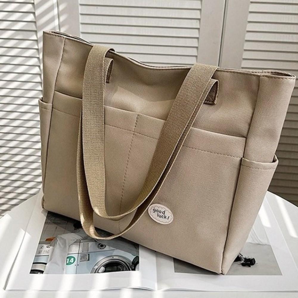 Versatile Oxford Cloth Student Shoulder Bag Multi Layered Large Capacity Tote Bag Zipper Portable Handbag Travel