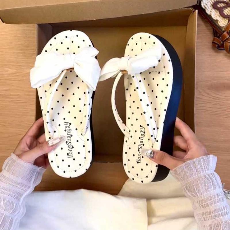 Women Flip Flops Flats Platform Slippers Casual Bow New Sandals Summer Shoes 2025 Slingback Beach Woman Slides Sandalias