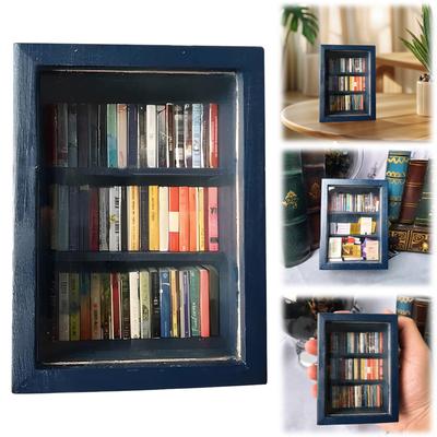 Mini Bokhylla Ornament med 60 st Mini Böcker Skaka Din Ångest Ficka Ångest Bokhylla för Hem Rum Vardagsrum Kontor Dekor