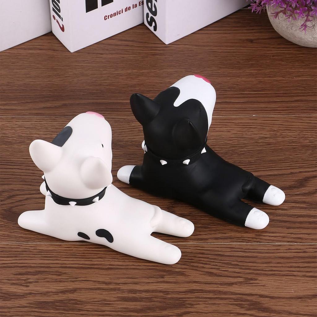 2 Pcs Cute Dog Door Stoppers, Decorative PVC Door Stops for Home Bathroom Bedroom - Black & White, 5.1 X 3.6 Inches