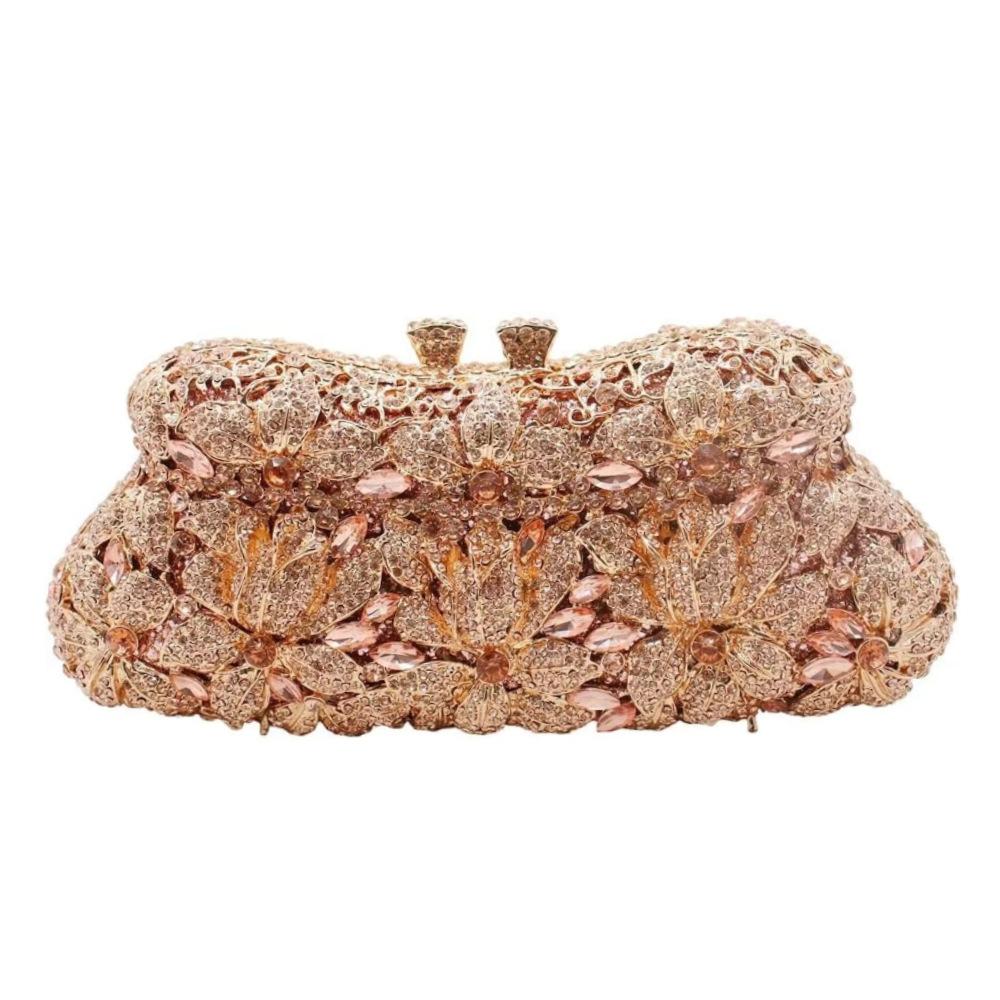 

WHTUOHENG Designer Diamond Crystal Evening Bag Purses Luxury Floral Stones Clutch Rhinestone Wedding Purse For Ladies Handbag 20cmX8.5cmX4.5cm