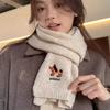 Thicken Knitted Scarf Plush Winter Wool Scarves Elegant Dog Embroidered Shawl  Student