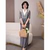 2026 Spring/Summer Style: Elegant Loose Two-Piece Set for Middle-Aged Women - Slimming Top & Pants