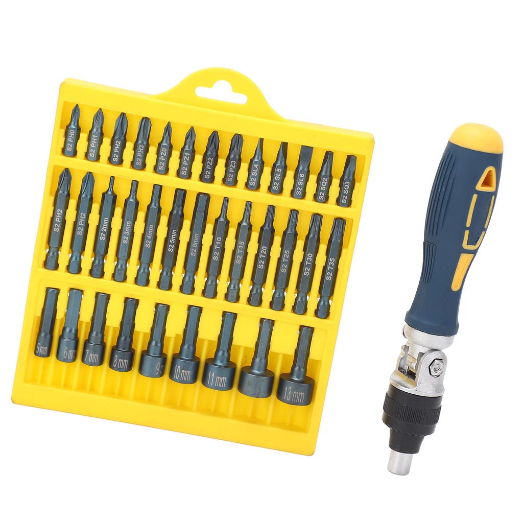 36-teiliges Schraubendreher-Set Magnetische Drehbarer Sockel 1 4 Stecknuss Ratsche Schraubendreher Bit-Set Kfz-Reparaturwerkzeugsatz