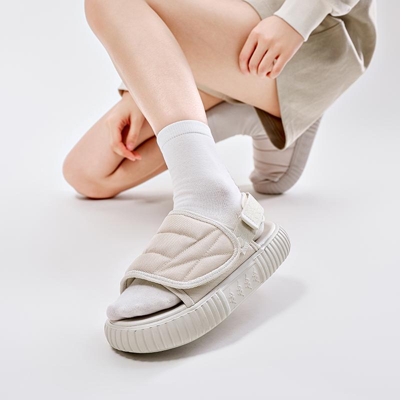 Kappa Outdoor Velcro Thick Sole Beach Shoes Sports Sandals Unisex Sandals Gray White K0DX5LL20-133