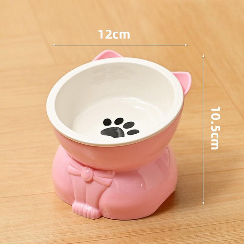 Ceramic Cat Bowl Slanted Mouth Dog Food Feeding Basin Non-Slip Pet High Foot Protection Cervical Spine Pet Drink Water Bowl