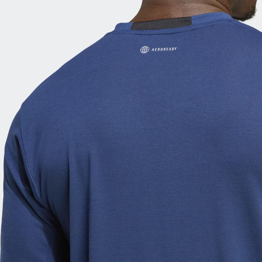 Adidas D4T Solid Color Crew Neck Pullover Sports Short Sleeve T-Shirt Men Tops Dark-Blue IC2017
