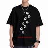 Black Paw Print Dog Bone Collar Short Sleeve Tee 100% Cotton T-Shirt