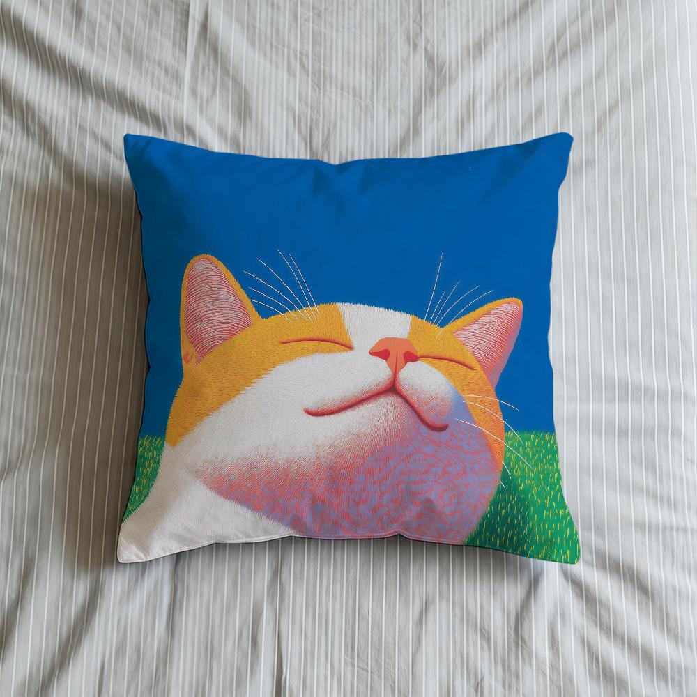 Kissenbezug Katze Weiche Hülle Für Cartoon Sofa Wohnzimmer Zuhause Bequem Büro Dekoration Schutzhülle Flauschiges Kissen Weiße Bezüge