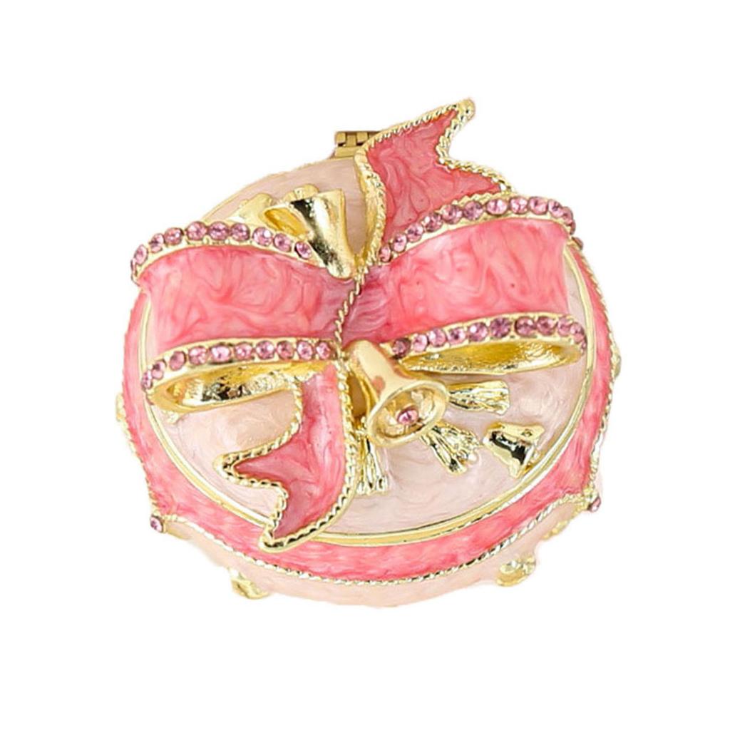 Bow Knot Style Trinket Box Luxurious Rhinestones Vintage Jewelry Box for Earrings Necklaces Rings Pink