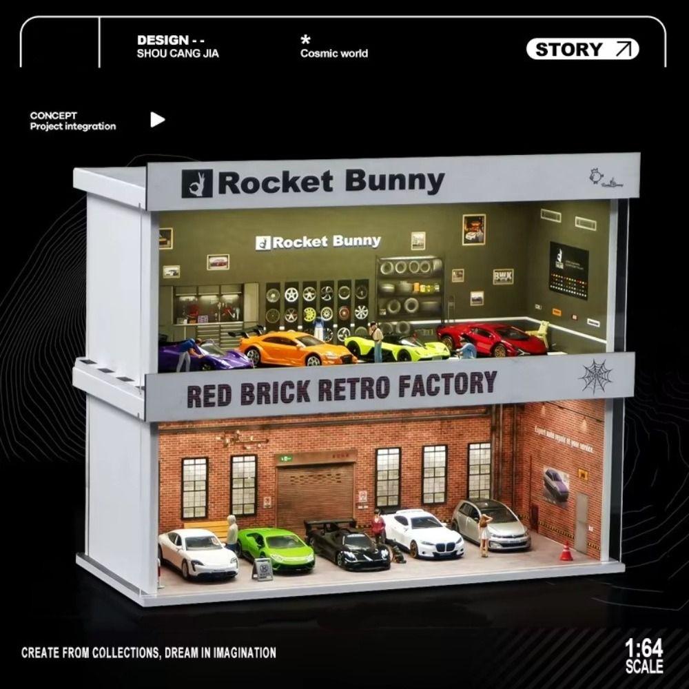 Lighting Version Parking Lot Model 1/64 Scale Car Model Display Box Collection Toys