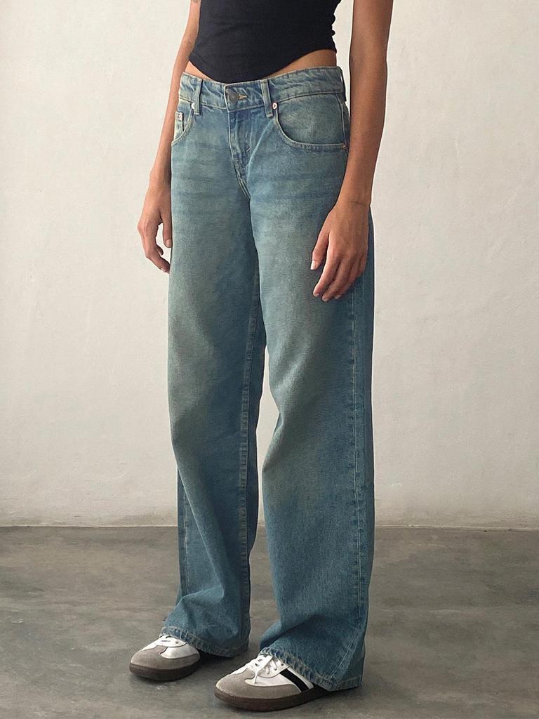 Jeans dritti in denim da donna di alta qualità europei e americani