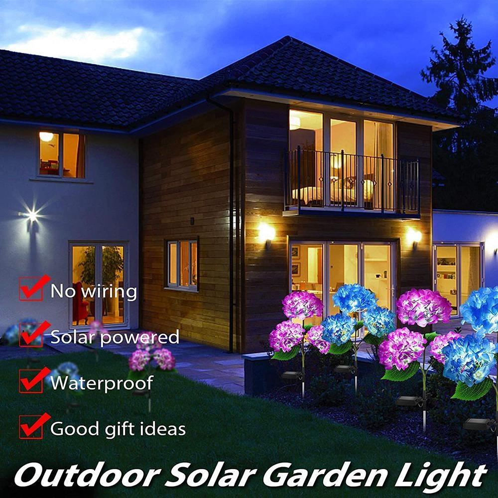 Hydrangea Rose Flower Solar Led Light Outdoor Garden Lawn Lamps for Garden and Vegetable Patch Country House Decoration