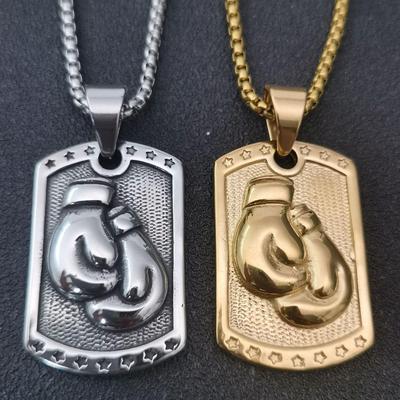Retro Titanium Sports-Style Boxing Glove Pendant Necklace
