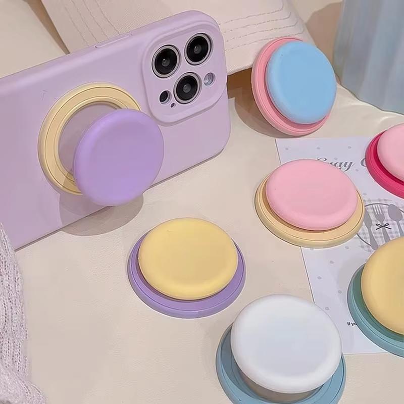 Cute Macaron Silicone Round Magnetic Holder Grip Tok Griptok Phone Stand Holder Support For iPhone 15 For Pad Magsafe Smart Tok