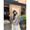 Korean Loose Lazy Style V-neck Fake Two-piece Short-sleeved T-shirt Women's Summer Front Shoulder High-end Gray Versatile Top