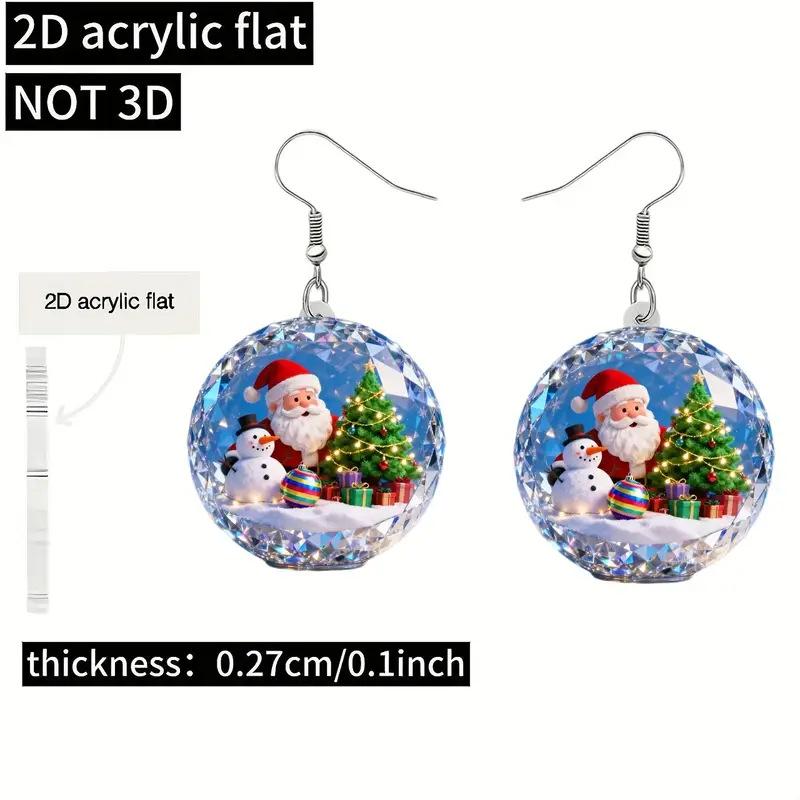 Cross-border new crystal ball shape earrings creative flat acrylic Christmas gifts Santa earrings