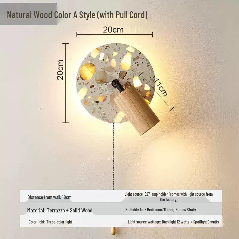 Nordische drehbare transluzente Stein-LED-Wandleuchte für Schlafzimmer im Wabi-Sabi-Stil, Nachttisch, Eingang oder Balkon.