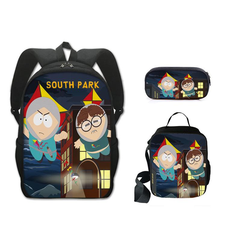 Classic Popular Novelty Funny south park 3D Print 3pcs/Set pupil School Bags Laptop Daypack Backpack Lunch bag Pencil Case