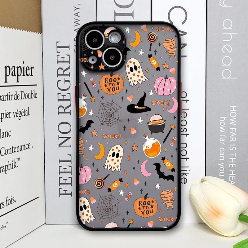 Cartoon Halloween Pumpkin Ghost Bat Pattern Phone Case for IPhone 11 12 13 14 16 15 Pro Max Mini XS X XR 7 8 Plus SE2 Back Cover