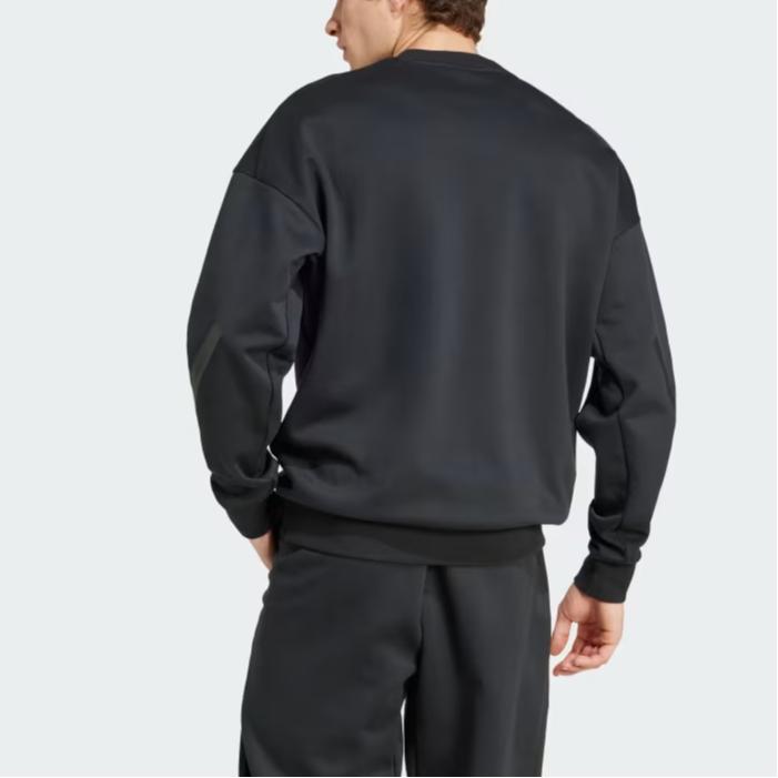 Adidas Solid Color Crew Neck Casual Sports Pullover Long Sleeve Sweatshirt Men Sweatshirt Black JE7536