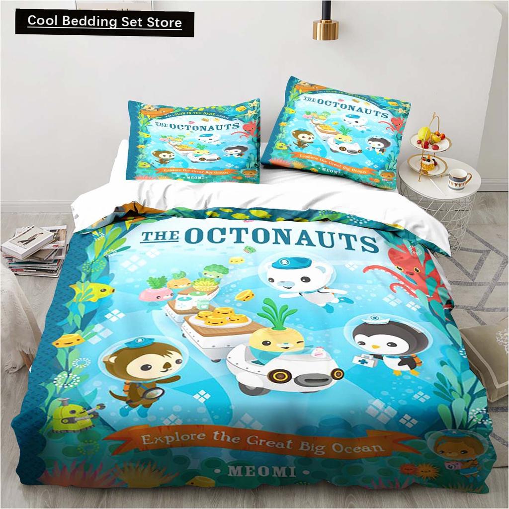 New 3D Cartoon Octonauts 2/3PCS Bedding Set Bedroom Single Double Bed King Size Quilt Cover And Pillowcase Kid's Birthday Gift