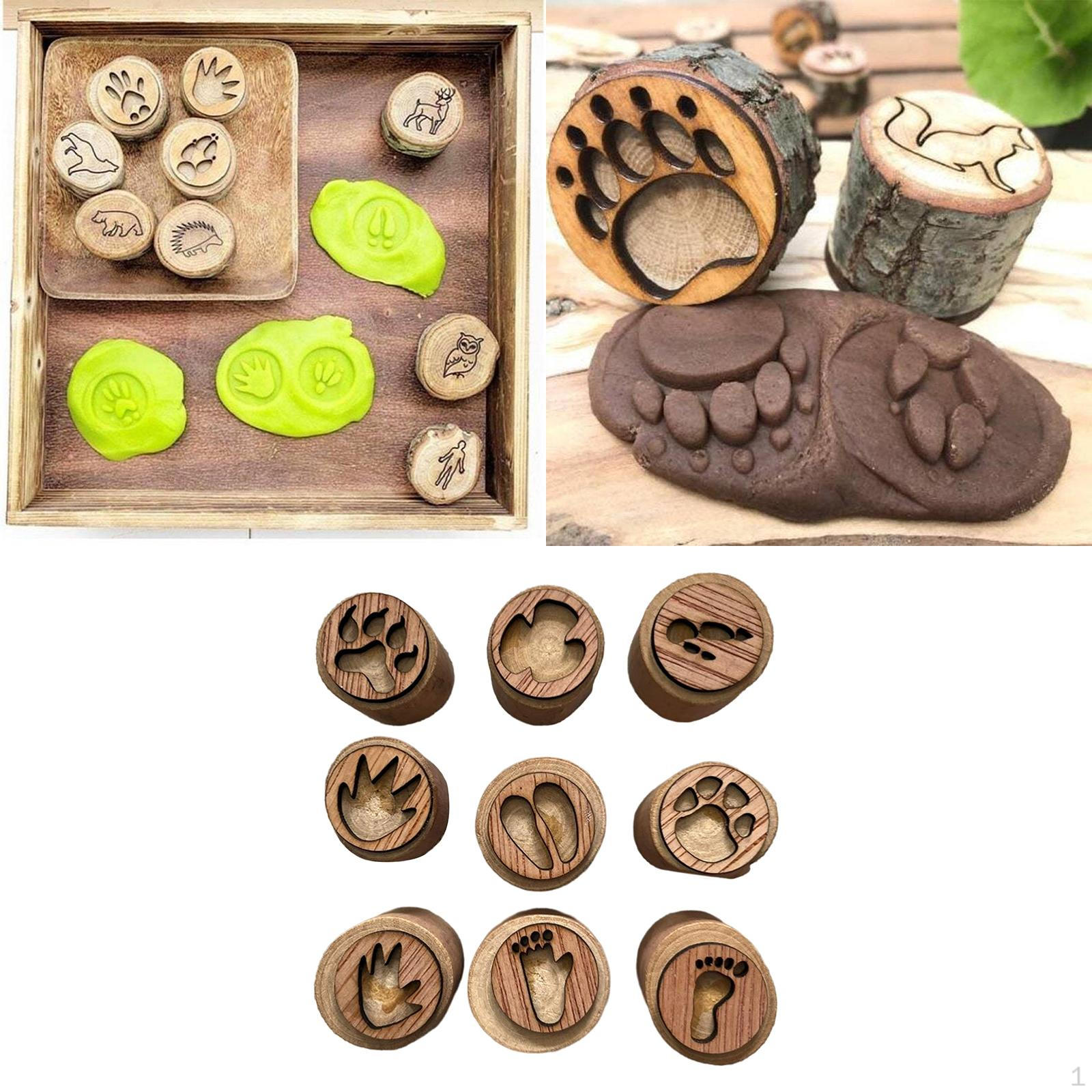 

Набор деревянных штампов из 9 шт., штампы с следами животных, отпечаток ног животных, лапа для изготовления карт Style C S 2.5-3.5cm