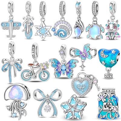 Pandantiv Original Albastru Cupru Fundă Stea de Mare Broască Țestoasă Bicicletă Charm Mărgele Potrivit Brățară Femei Accesoriu Bijuterii Cadou