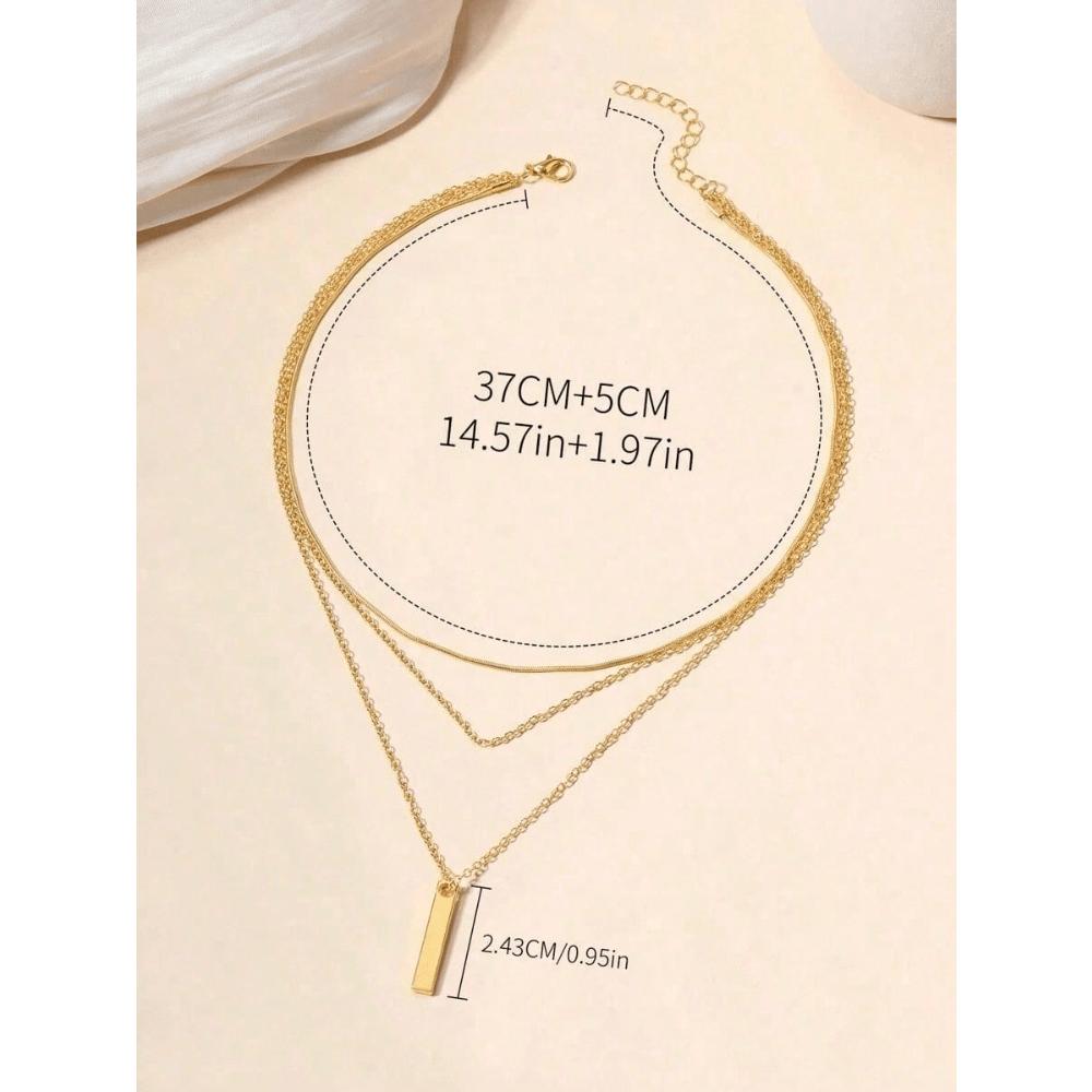 1pc Women's Fashionable Simple Square Multi-Layer Necklace