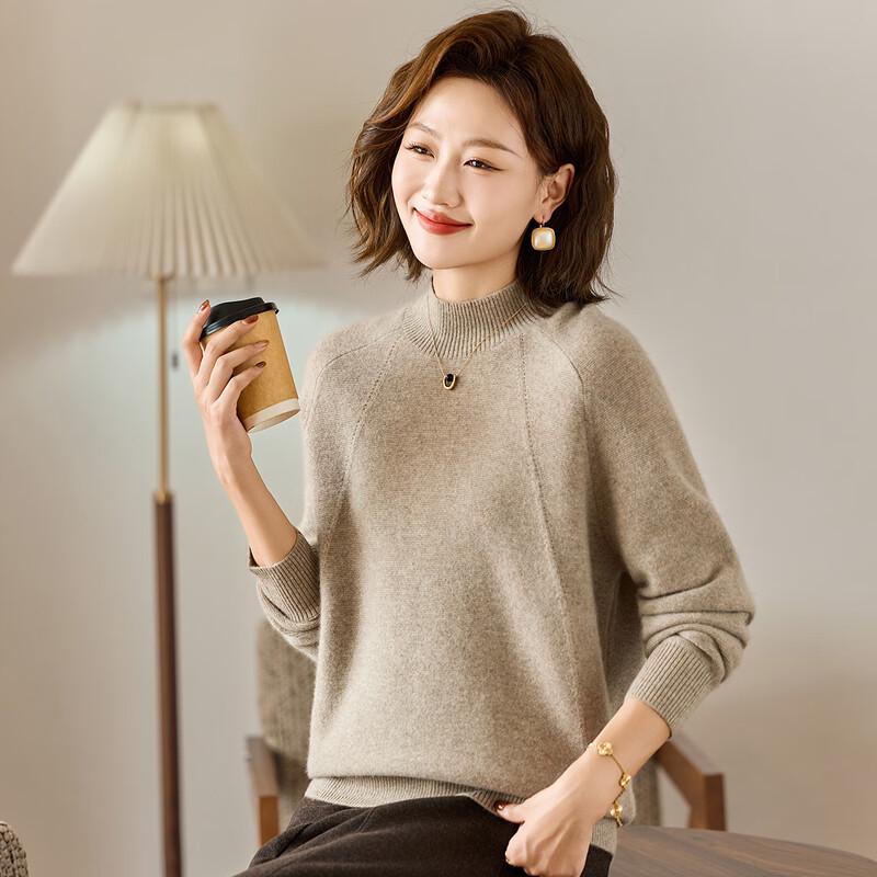 KAVON Women's 100% Cashmere Mock Neck Sweater