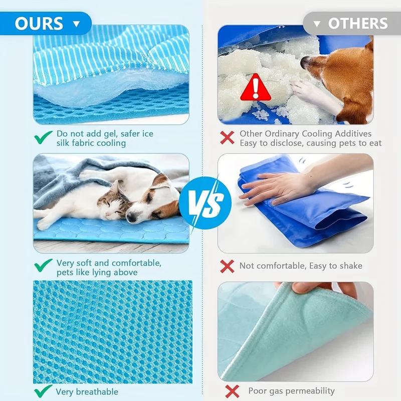 Pet Summer Cooling Mat Breathable Ice Silk Dog Bed Mat Washable Cooling Pad for Dogs Cats