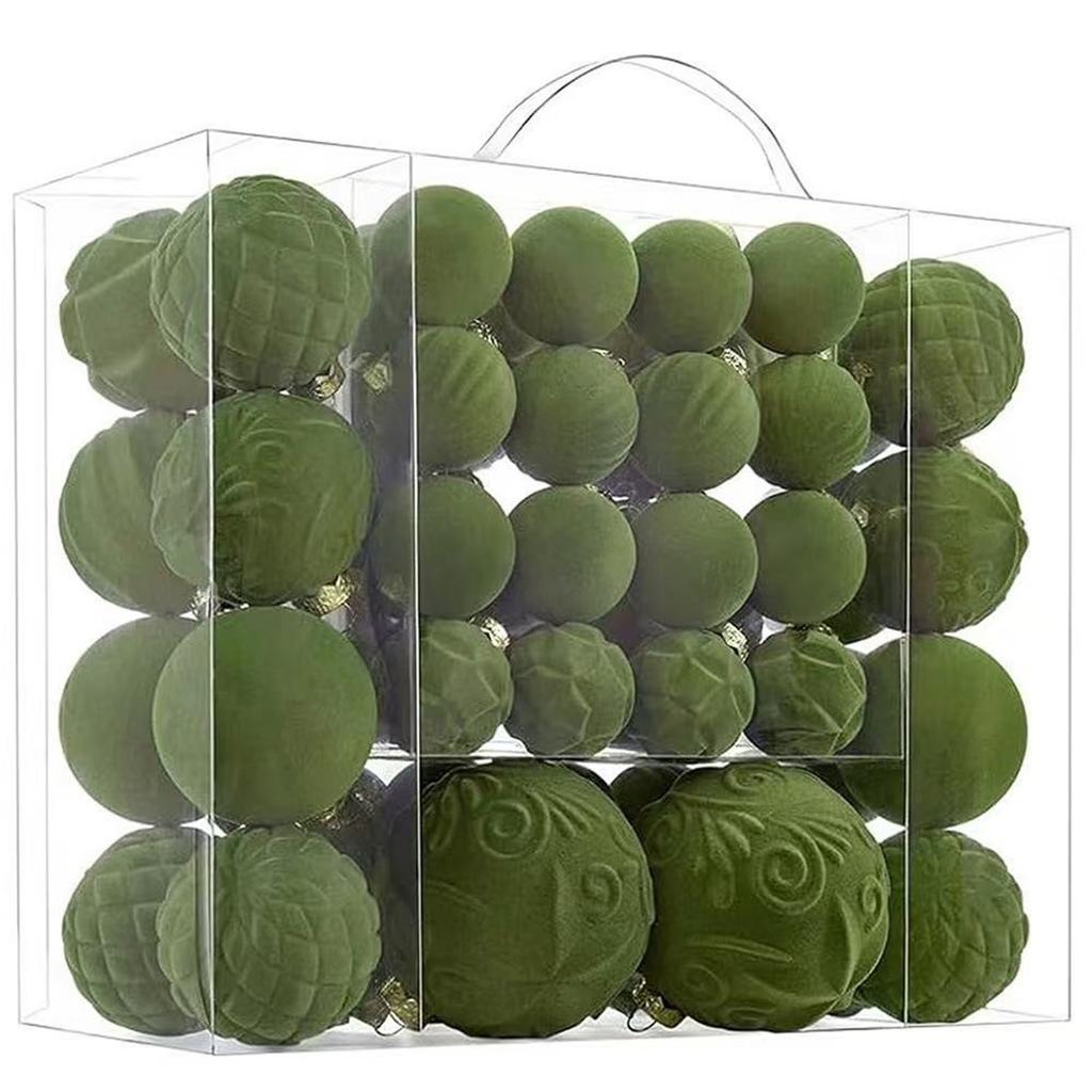 4/6/8CM 46PCS Velvet Flocked Christmas Ball Pendant Christmas Ornament Set