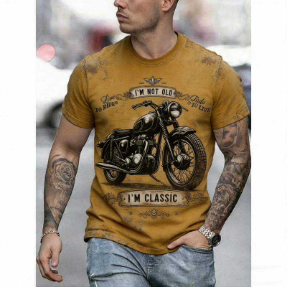 Fashion Europe America Summer Men's T-Shirt Motorcycle 3D Print Tees Top Loose Short Sleeve Streetwear Oversized Women T-shirt